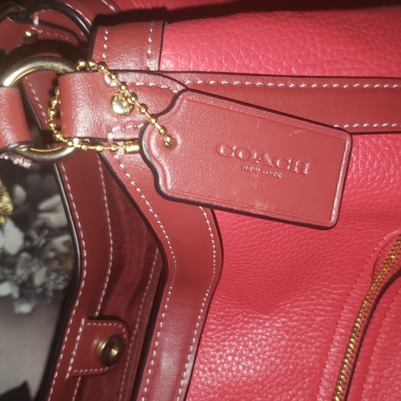 COACH Kristy Pebbled Leather Red 🍎 - Picture 5 of 15